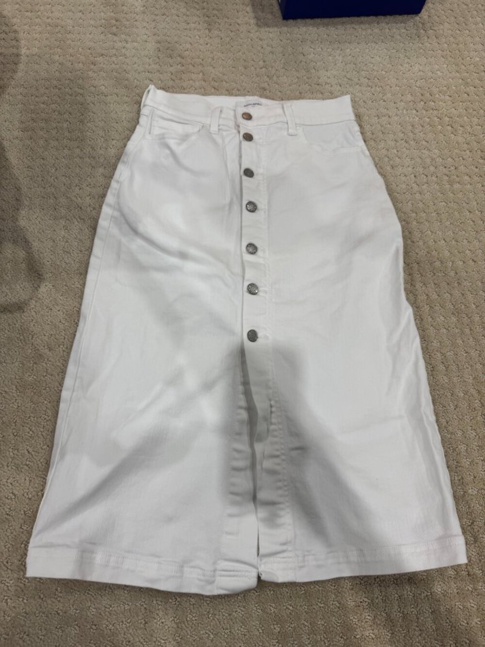 Banana Republic White Denim Button-Front Midi Skirt
